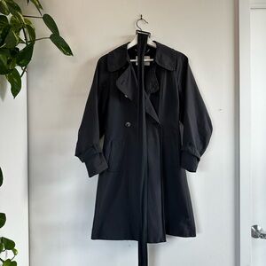 Max&Co Dark Blue Women's Trench Coat with balloon sleeves